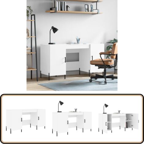 Schreibtisch Weiß 140x50x75 cm Holzwerkstoff - Schreibtisch - Bürotisch - Home Office - Arbeitsplatz - Weißer Schreibtisch