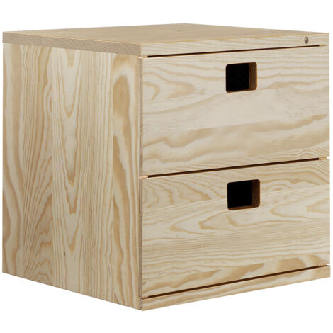 Schreibtischblock mit 2 Schubladen aus massiver Kiefer - L36,2 x H36,2 cm