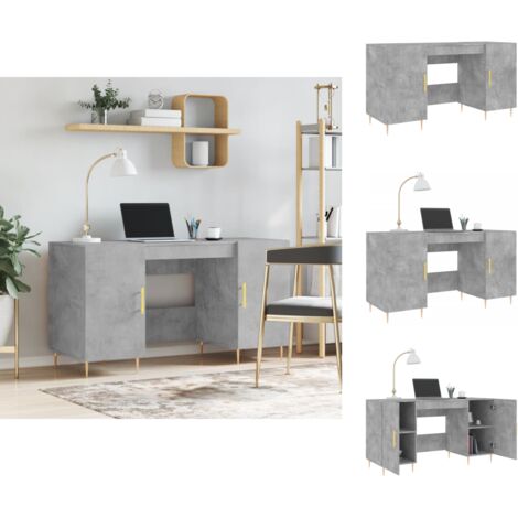 Schreibtische - Living Schreibtisch Betongrau 140x50x75 cm Holzwerkstoff