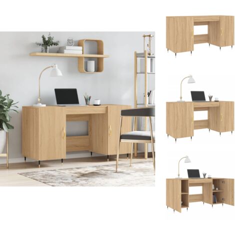 Schreibtische - Living Schreibtisch Sonoma-Eiche 140x50x75 cm Holzwerkstoff