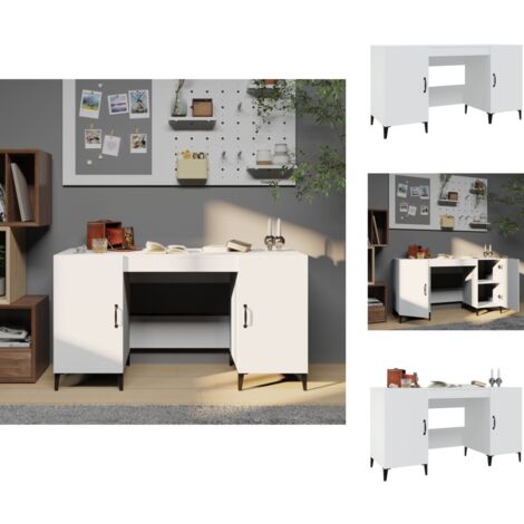 Schreibtische - Living Schreibtisch Weiß 140x50x75 cm Holzwerkstoff