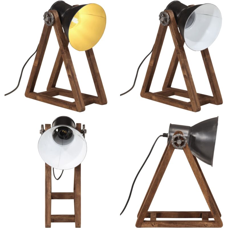 Schreibtischlampe 25 W Schwarz 30x17x40 cm E27 - Industriestil - Holzlampe