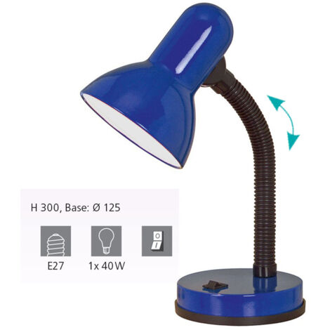 Schreibtischlampe Basic Blau mit flexiblem Arm Eglo