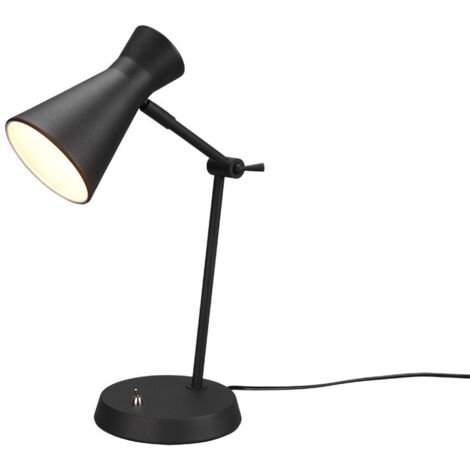 Schreibtischlampe ENZO Metallschirm in Schwarz Gelenkarm Höhe 50cm