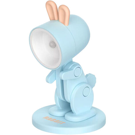 Schreibtischlampe für Kinder mit tierförmiger Handyhalterung (Hase) 【Kunststoff / 5 cm x 7 cm x 9 cm / Mehrfarbig / LED】 - Verstellbares und dekoratives Nachtlicht