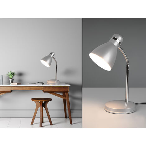 Schreibtischlampe HARVEY mit Flexarm und Metallschirm Grau, Höhe 33cm