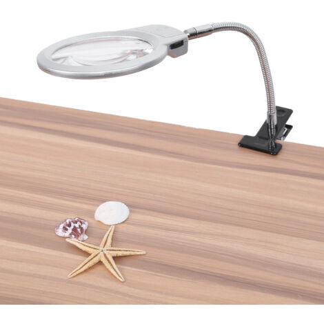 Schreibtischlampe mit integrierter LED-Lupe, ideal für Detailarbeiten und präzises Arbeiten.