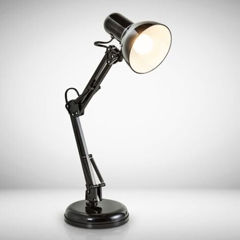 Schreibtischlampe - mit Stecker, Schalter, schwenkbar, E14, schwarz