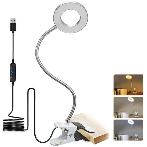 Schreibtischlampe- USB-Klemmlampe Lampen- Augen 8W LED Leselampe- Kalt- und Warmweiß