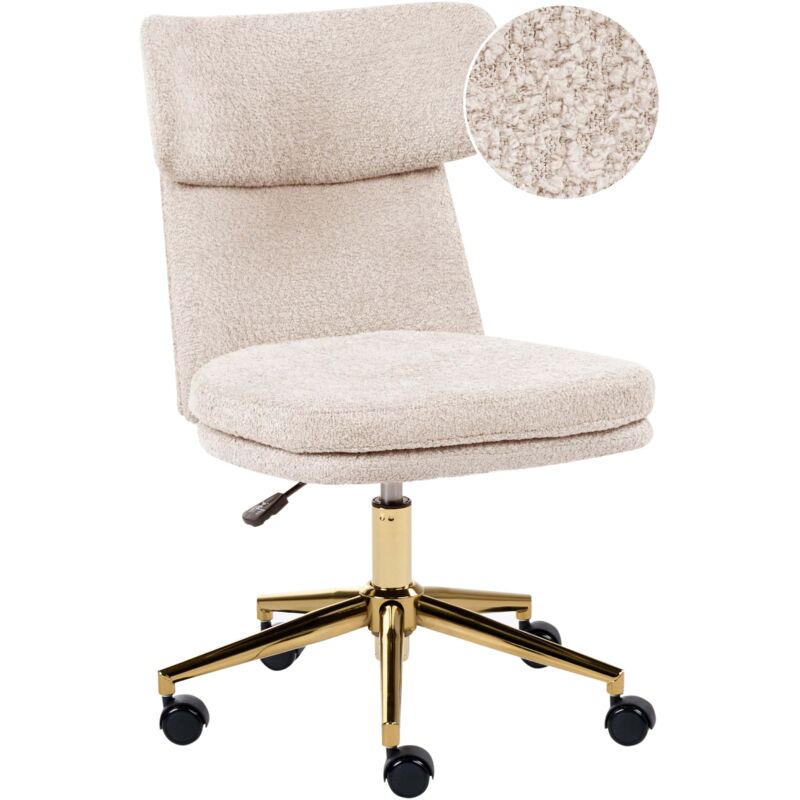 Beliani Schreibtischstuhl Granby Bouclé Hellbeige