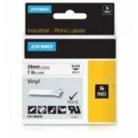 Schriftband Band-B.24mm Band-L.5,5m permanentes Polyester-Band schwarz auf weiß