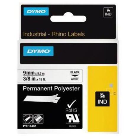 Schriftbandkassette ® IND 9 mm x 5,5 m (B x L) weiß schwarz