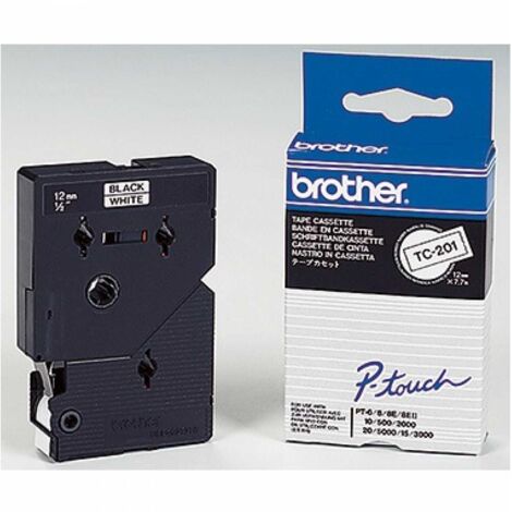 Schriftbandkassette P-touch TC-201 12 mm x 7,7 m (B x L) weiß schwarz