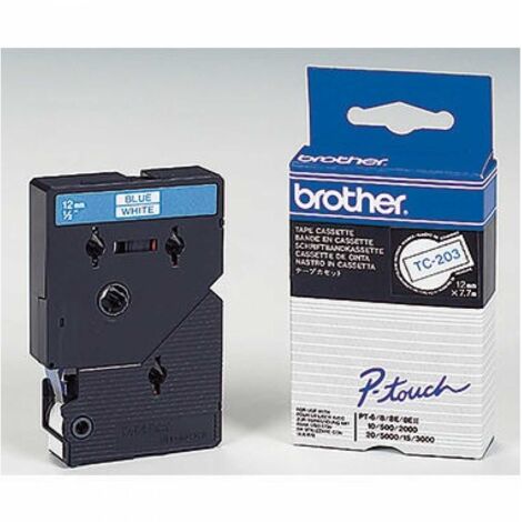 Schriftbandkassette P-touch TC-203 12 mm x 7,7 m (B x L) weiß blau