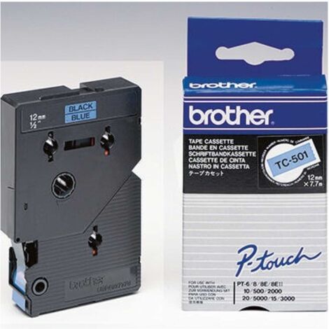 Schriftbandkassette P-touch TC-501 12 mm x 7,7 m (B x L) blau schwarz