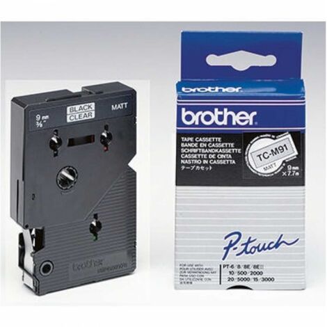 Schriftbandkassette P-touch TC-M91 9 mm x 7,7 m (B x L) transparent schwarz