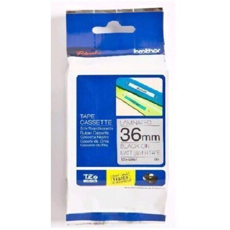 Schriftbandkassette P-touch TZe-M961 36 mm x 8 m (B x L) silber matt schwarz