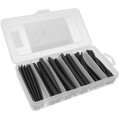 Schrumpfschlauch-Set - schwarz mit Innerkleber - 10 cm - 85 Teile - in Sortimentsbox