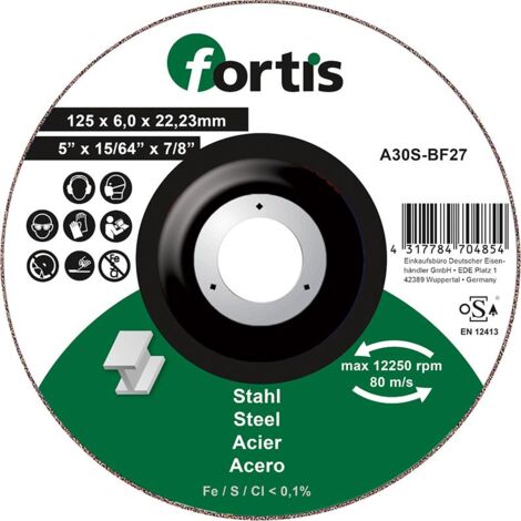 Schruppscheibe für Stahl 125 x 6 mm Fortis