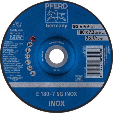 Schruppscheibe gekröpft für V2A A30NSG 178x7,2mm PFERD