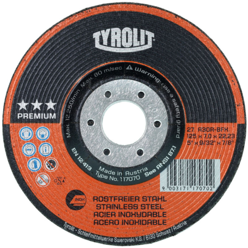 Image of Schruppschleifscheibe premium, Scheiben-ØxScheibenbreite: 115X7 mm, 560300 115X7 - Tyrolit