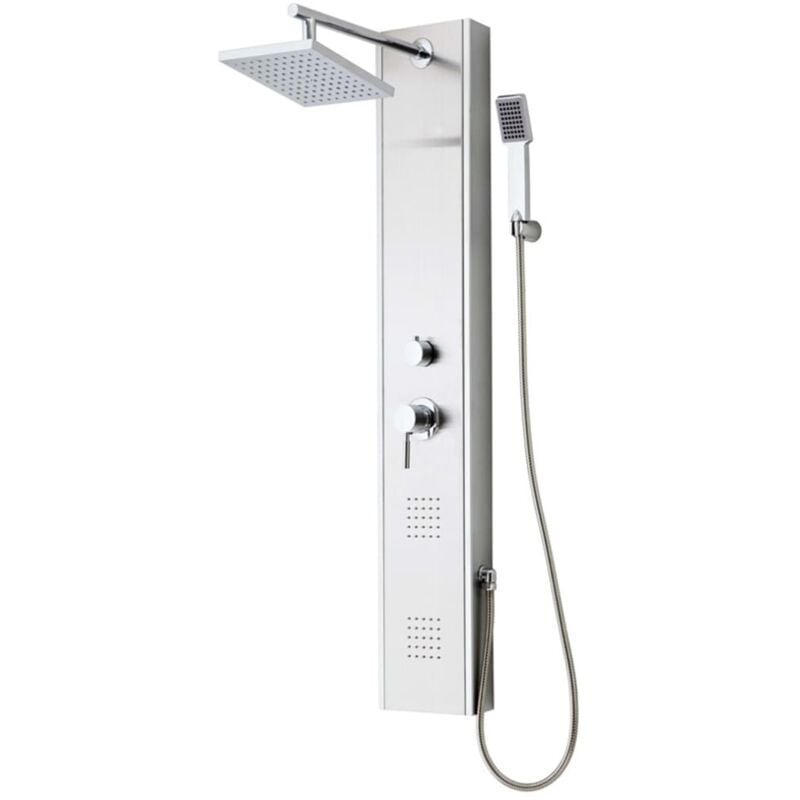 Shower Panel with Single Lever Mixer TAHITI Stainless Steel SCHÜTTE - Silver