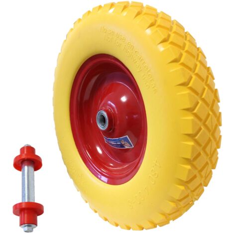 Schubkarrenrad pannensicher 4.00-8 / 4.80 mit Achse Ersatzrad Vollgummi Schubkarre PU