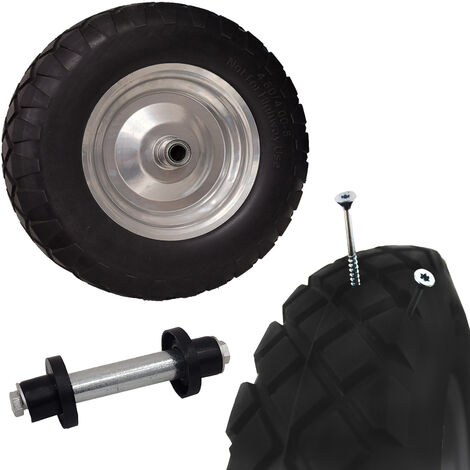 Schubkarrenrad pannensicher Vollgummi 4.80/4.00-8 grau/schwarz + Achse Ersatzrad Reifen PU