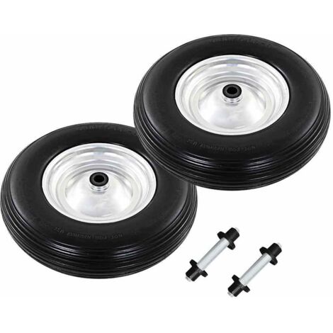 Schubkarrenräder 2 Stk. mit Achsen Massives PU 4,00 - 8 390 mm