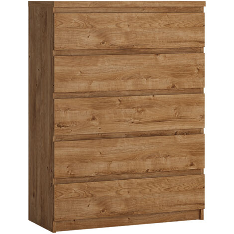 Schubkastenkommode mit 5 Schubladen in Eiche Nb. FORTALEZA-129, B/H/T ca. 82,8/113,9/40 cm
