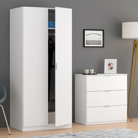 Schubladenblock Bridgeport, Moderne Kommode mit 3 Schubladen, Niedrige Kommode für Schlafzimmer, Mobil wöchentlich, cm 77x38h80, Weiß