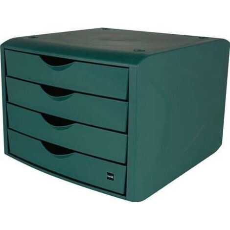 Schubladenbox m.Auszugssperre 4 Schubl.grün H215xB265xT332mm HELIT