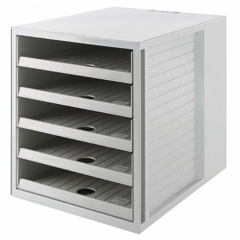 Schubladenbox SCHRANK-SET KARMA 5 Schubladen DIN A4 DIN C4 Kunststoff 80-100 % Rezyklat Gehäusefarbe: öko-grau Farbe der Schublade: öko-grau