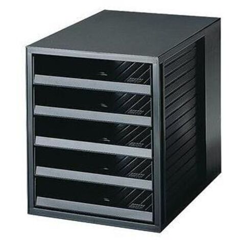 Schubladenbox SCHRANK-SET KARMA 5 Schubladen DIN A4 DIN C4 Kunststoff 80-100 % Rezyklat Gehäusefarbe: öko-schwarz Farbe der Schublade: öko-schwarz