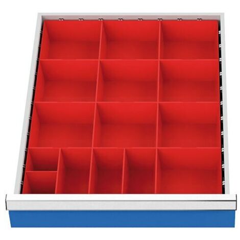 Schubladeneinteilung R 18-24 mit Kleinteilekästen für Front 100 mm Maße in mm (BxT): 450 x 600