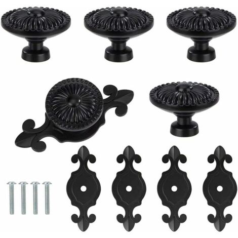 Schubladengriffe, 5-teiliges Möbelgriff-Set, runde Schubladengriffe, Türgriffe, Schrankgriffe (Schwarz)