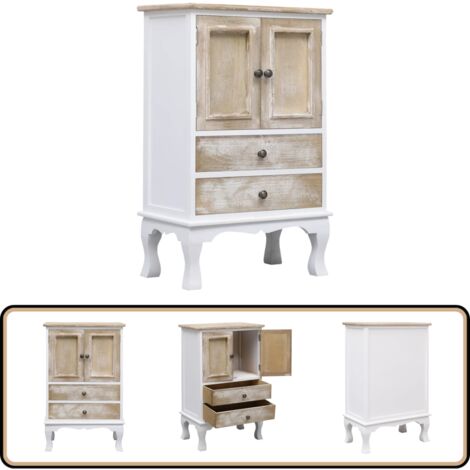 Schubladenkommode Weiß 50x30x80 cm Holz - Sideboard - Holzmöbel - Weißer Schrank - Kommode - TV-Stand