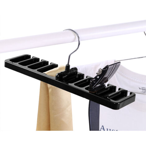 Schubladenorganizer – 10-facher Halter für Krawatten, Gürtel und Schals – Robuster, platzsparender Kunststoff für Kleiderschrank und Garderobe, Schwarz
