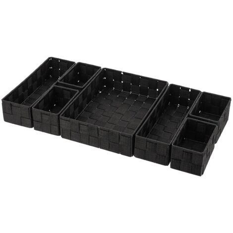 Schubladenorganizer aus geflochtenem polyester 7 aufbewahrungskörbe - schwarz - Tendance