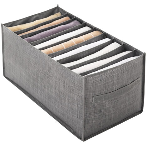 Schubladenorganizer für Kleidung – Schubladenorganizer in 3 Größen (S/M/L) – Vliesstoff, Grau – Aufbewahrungsbox mit 7/9 Fächern