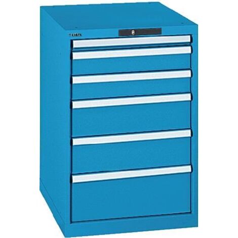 Schubladenschrank 27x36E H850xB564xT725mm 6 Schubladen Vollauszug RAL5012 LISTA