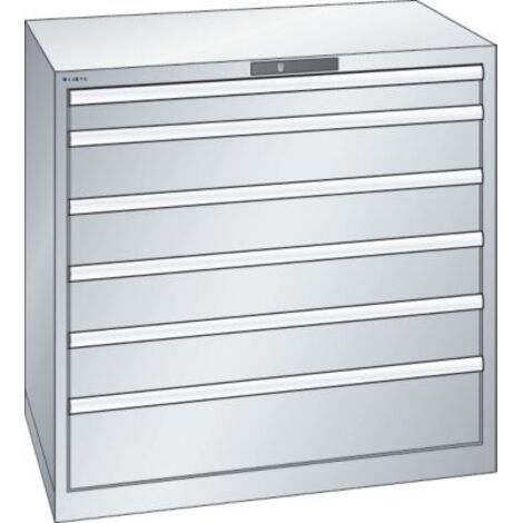 Schubladenschrank 54x36E H1000xB1023xT725mm 6Schubladen Vollauszug RAL7035 LISTA
