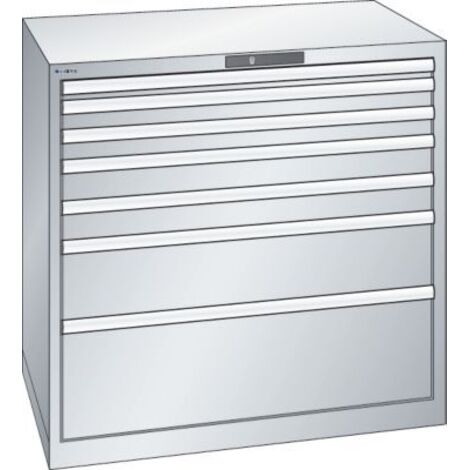 Schubladenschrank 54x36E H1000xB1023xT725mm 7Schubladen Vollauszug RAL7035 LISTA