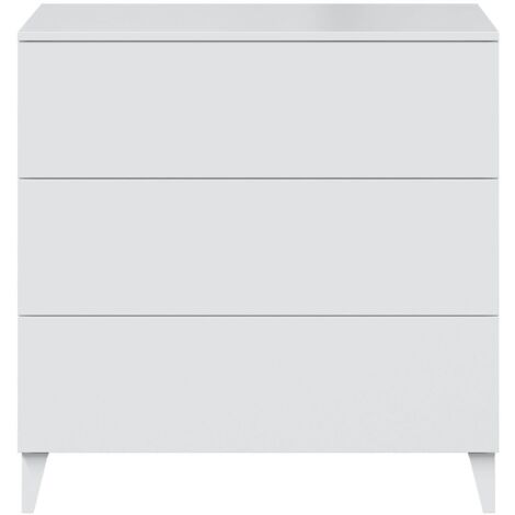 Schubladenschrank Baltimora, Kommode mit 3 Schubladen, Kommode für Schlafzimmer, Moderne Kommode, cm 80x40h80, Weiß
