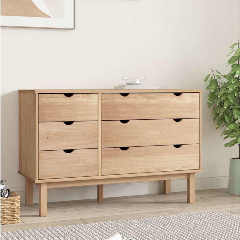 Schubladenschrank Otta 111x43x73, 5 Cm Massivholz Kiefer - Vidaxl