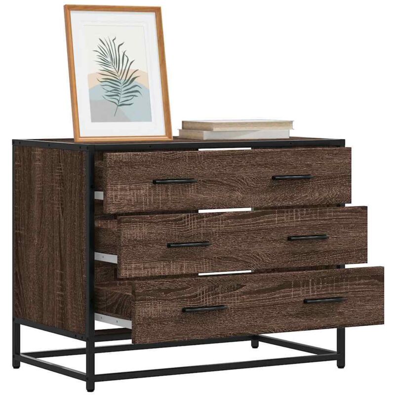 Schubladenschrank Braun Eichen-optik 70x41x56 Cm Holzwerkstoff - Vidaxl