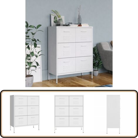 Schubladenschrank Weiß 80x35x101,5 cm Stahl - Schubladenschrank - Lagerschrank - Aufbewahrungsraum - Metallschrank - Weißes Regal