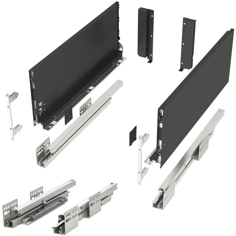 So-Tech Schubladensystem Junker Slim Anthrazit H, 167 Mm Push To Open Bis 35 Kg Belastbar Mit 13 Mm Schlanken Schubladenzargen - Nennlänge 350 Mm