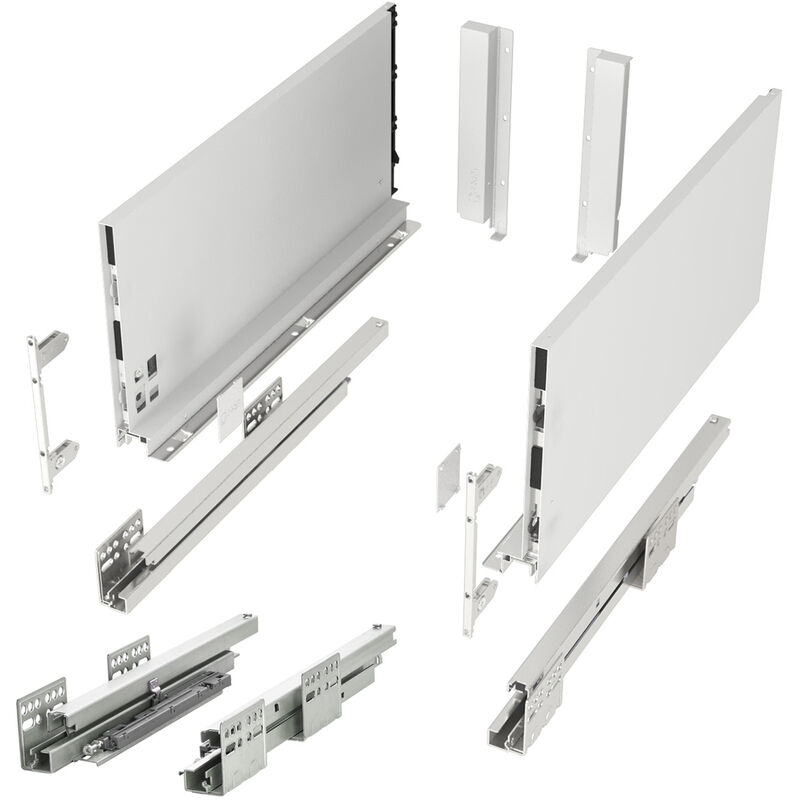 So-tech - Schubladensystem Junker Slim Weiß H, 199 Mm Push To Open Bis 35 Kg Belastbar Mit 13 Mm Schlanken Schubladenzargen - Nennlänge 550 Mm