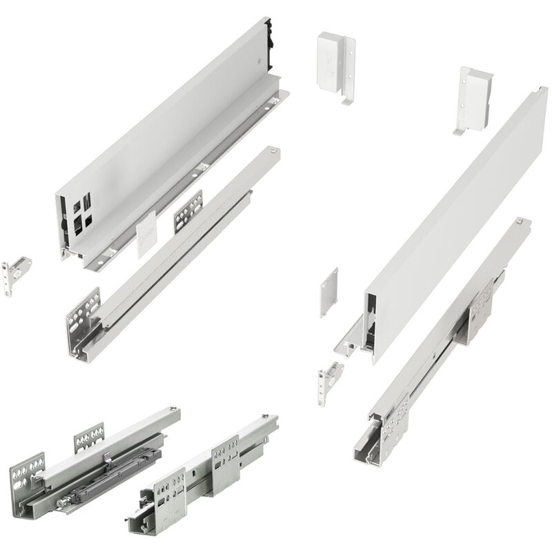 So-Tech Schubladensystem Junker Slim Weiß H, 84 Mm Push To Open Bis 35 Kg Belastbar Mit 13 Mm Schlanken Schubladenzargen - Nennlänge 550 Mm